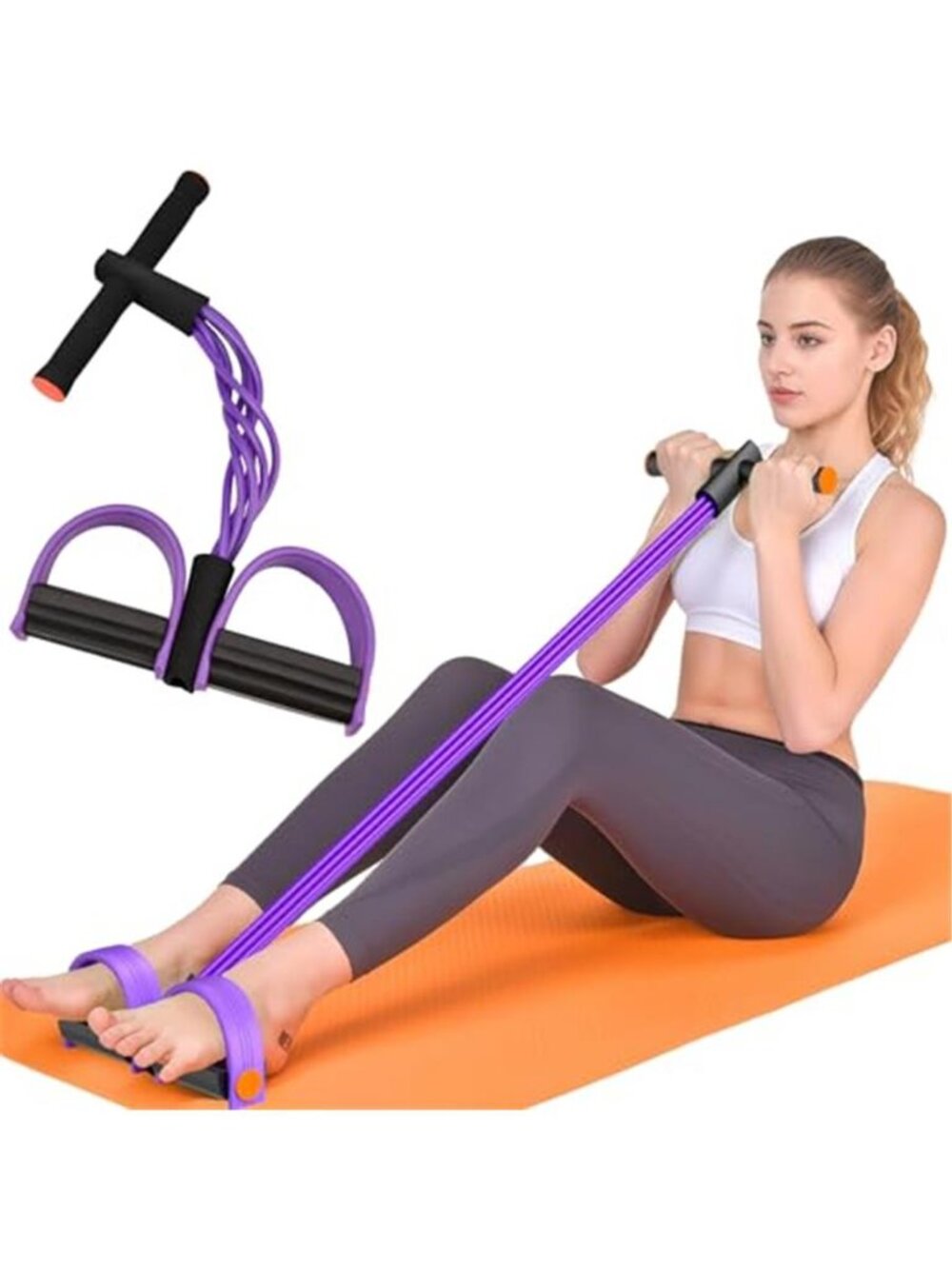 Resistance Bands with Handles, 6-Tube Elastic Pedal Resistance Band for Stretch